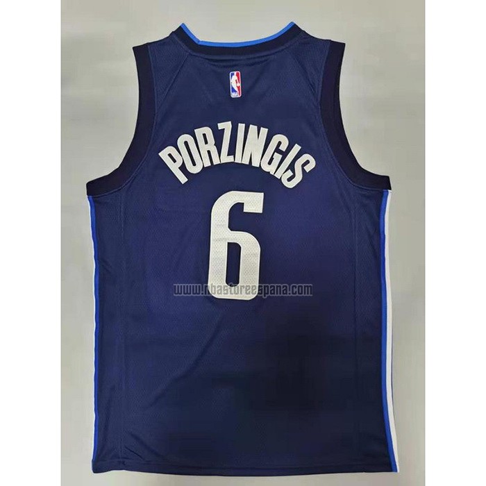 Camiseta Doncic Mavericks Kristaps Porzingis NO 6 Statement 2020-21 Azul